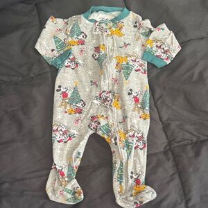 Disney Mickey Mouse Gray and Green Footie